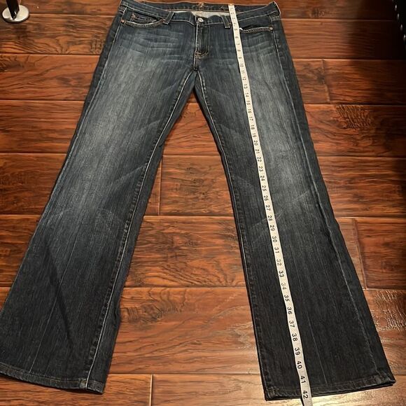 7 For All Mankind Factory Fading Bootcut Distressed Denim Jeans - Picture 3 of 9